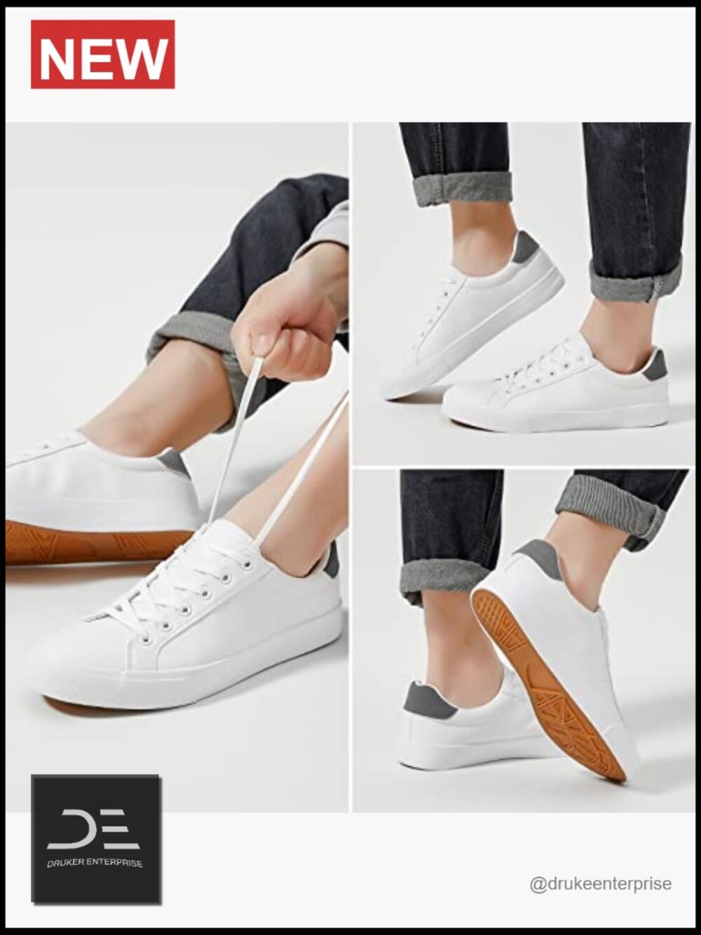 White PU Leather Low Top Fashion Sneakers Casual Shoe for Men - Picture 2 of 7